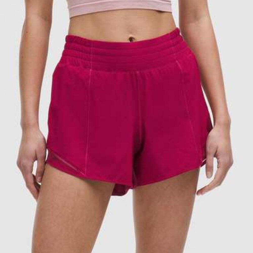 *NWT Lululemon Hotty Hot HR Shorts 4" Lined Berry Rumble Size 14 SOLD OUT